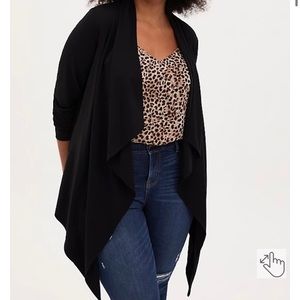 Torrid Black Ponte Drape Front Cardigan. NWT!